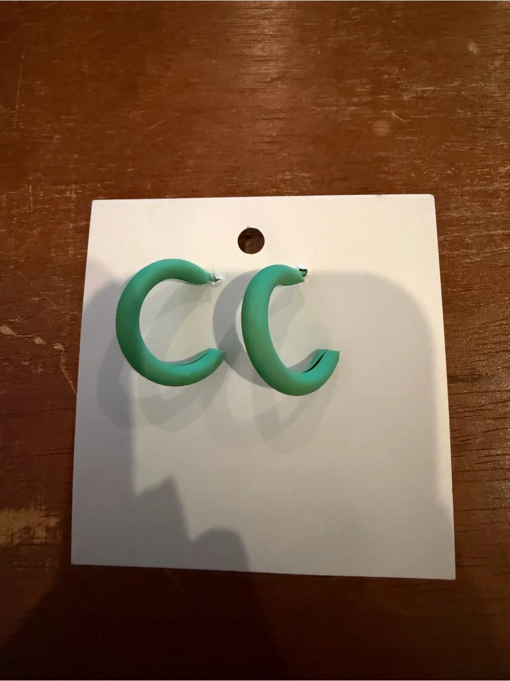 NWT Green Hoop Earrings - Minimal Matte Resin Hoops